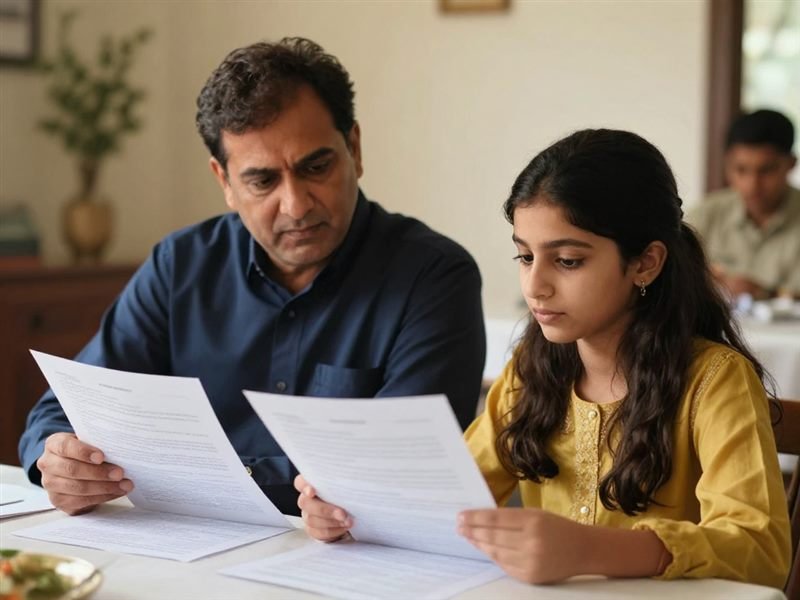 A family reading the policy together