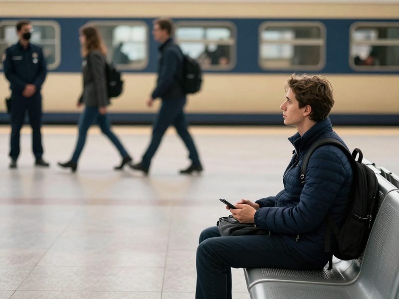Traveler waiting at a station