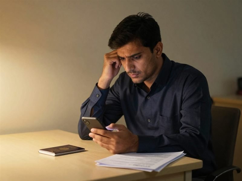 Reading messages from a recruitment agent late at night